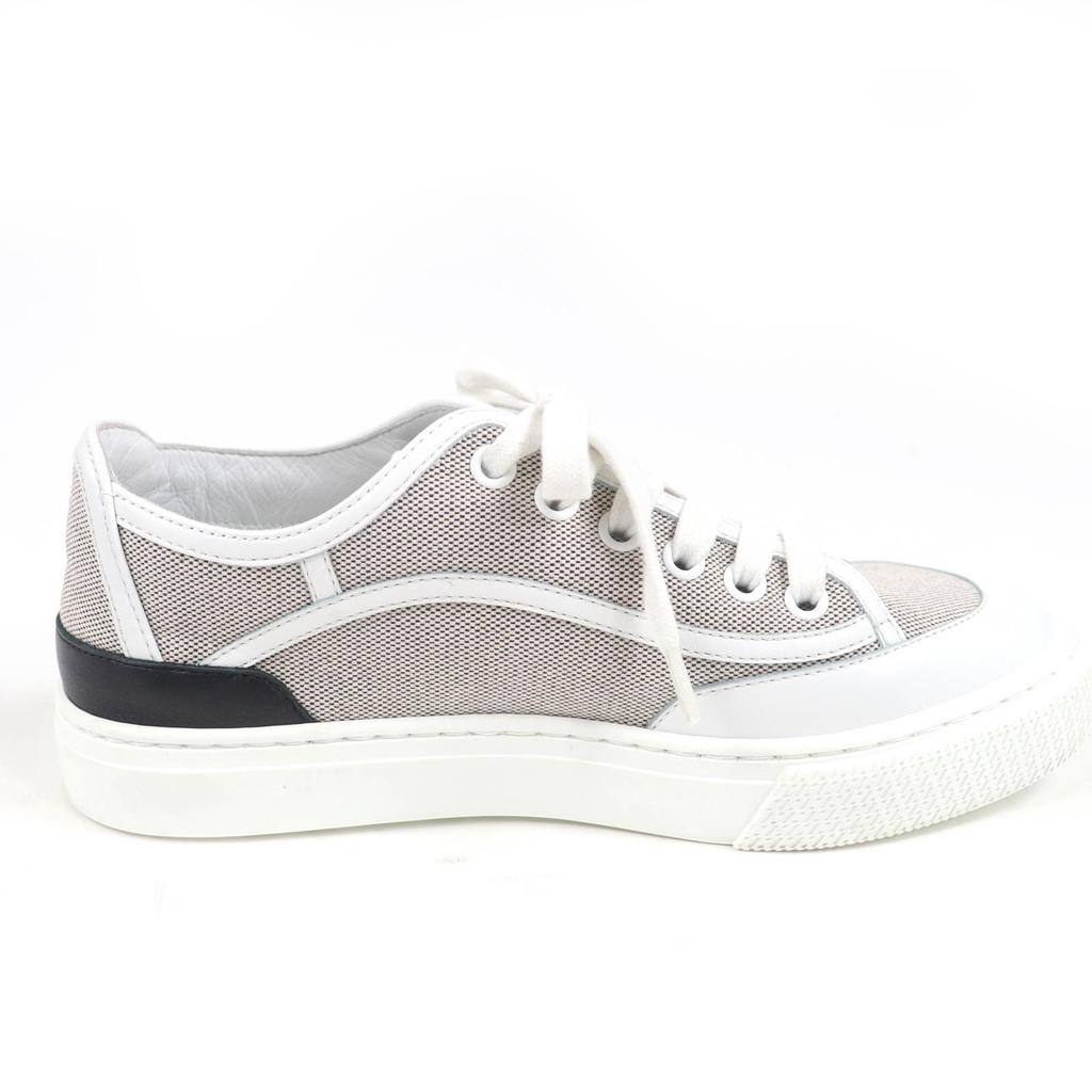 Отличные низкие кроссовки HERMES из кожи и ткани бело-серого цвета Женские 35 Б/у