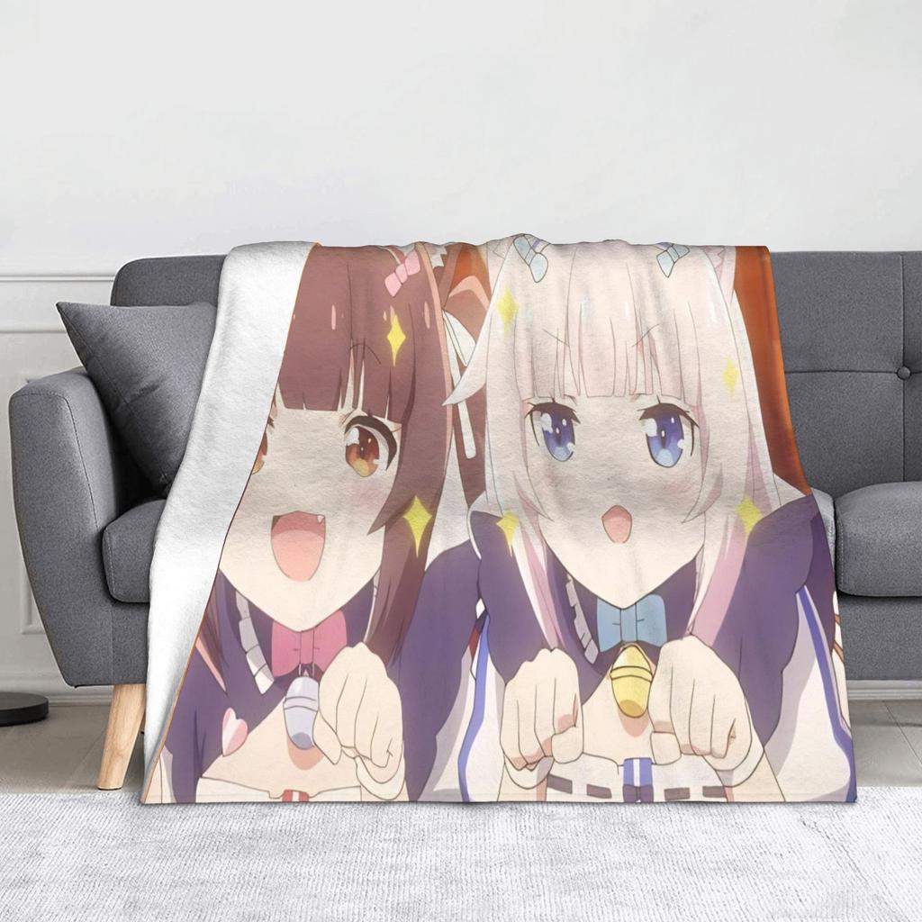 Nekopara Game Chocola and Vanilla Blankets Flannel Summer Air Conditioning  Portable Soft Throw Blanket for Sofa Couch Rug Piece