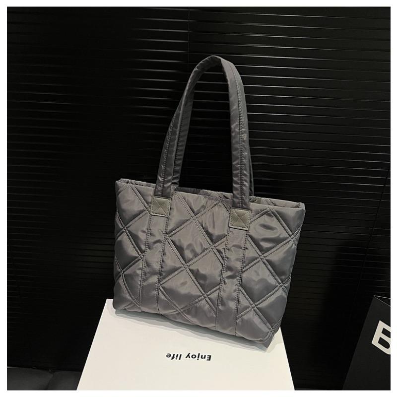 Сумка-тоут новая простая нейлоновая сумка большой вместимости ромбовидная вышивка нитью сумочка повседневная наплечная сумка