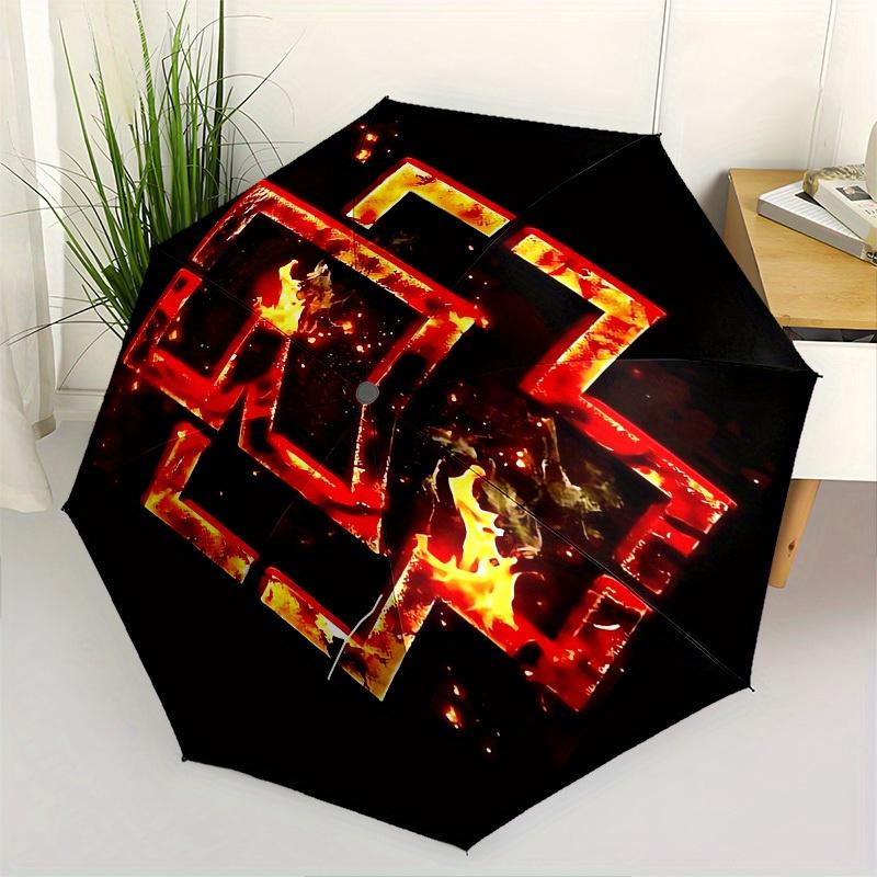 1pc Flame Cross Rammstein Themed High-quality Umbrella,Automatic Opening and Closing Umbrella,Multi-functional Umbrella G0811012