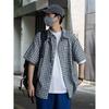 Summer New Plaid Shirt Men'S Style Retro American Short Sleeved Shirt Japanese Shirt Jacket