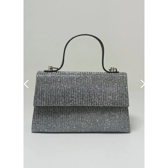 Women's Platinum Glitter Evening Bag