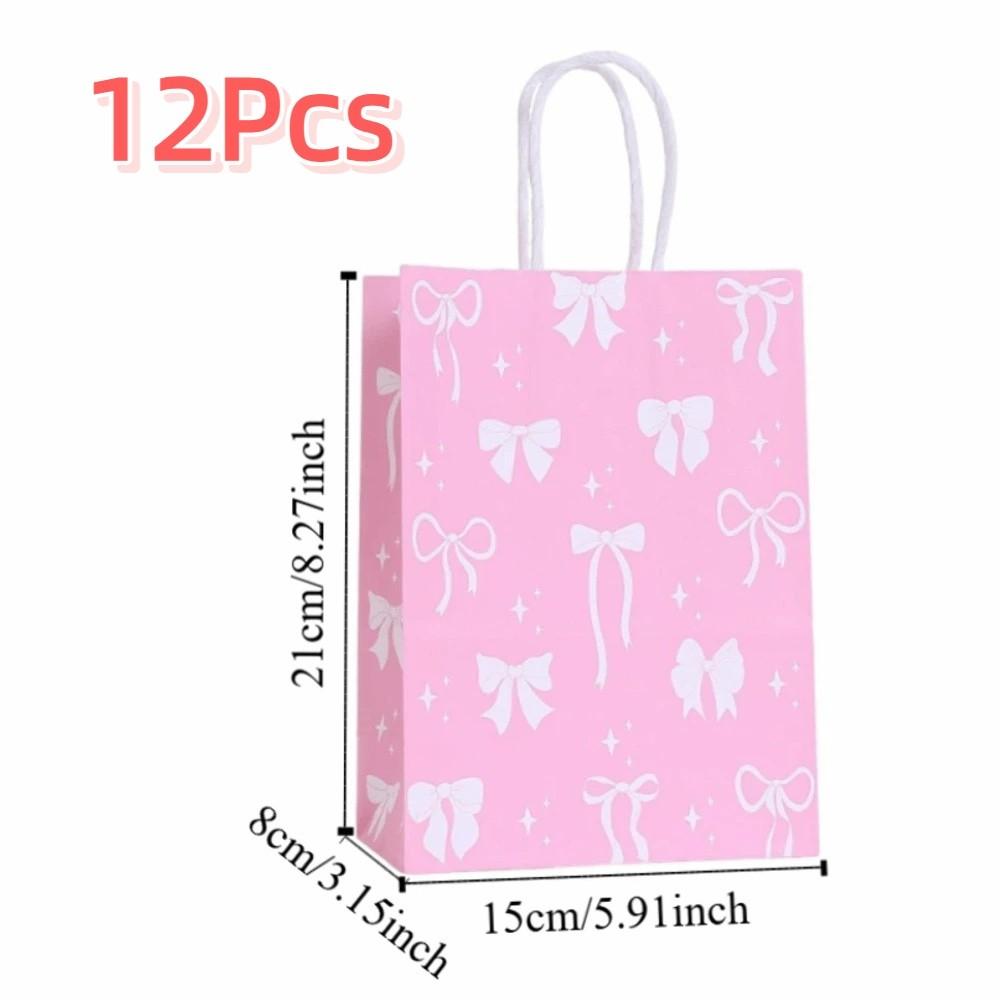 12Pcs Party Supplies Sweet Gift Packing Bag Paper Portable Present Wrap Bag Reusable Thickened Party Favor Bags Celebration