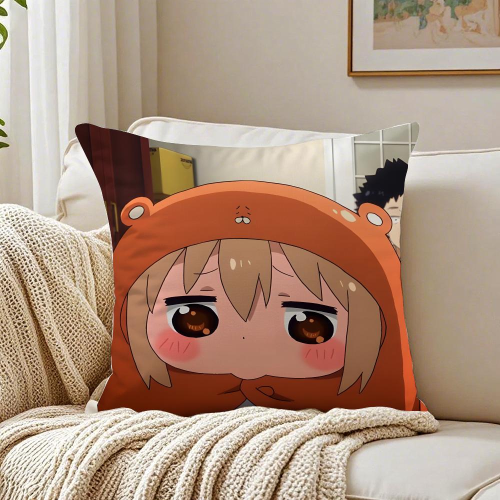 HHimouto Umaruchan Cushion Cover Linen Pillowcase Soft for Sofa Bed Home Room Decor