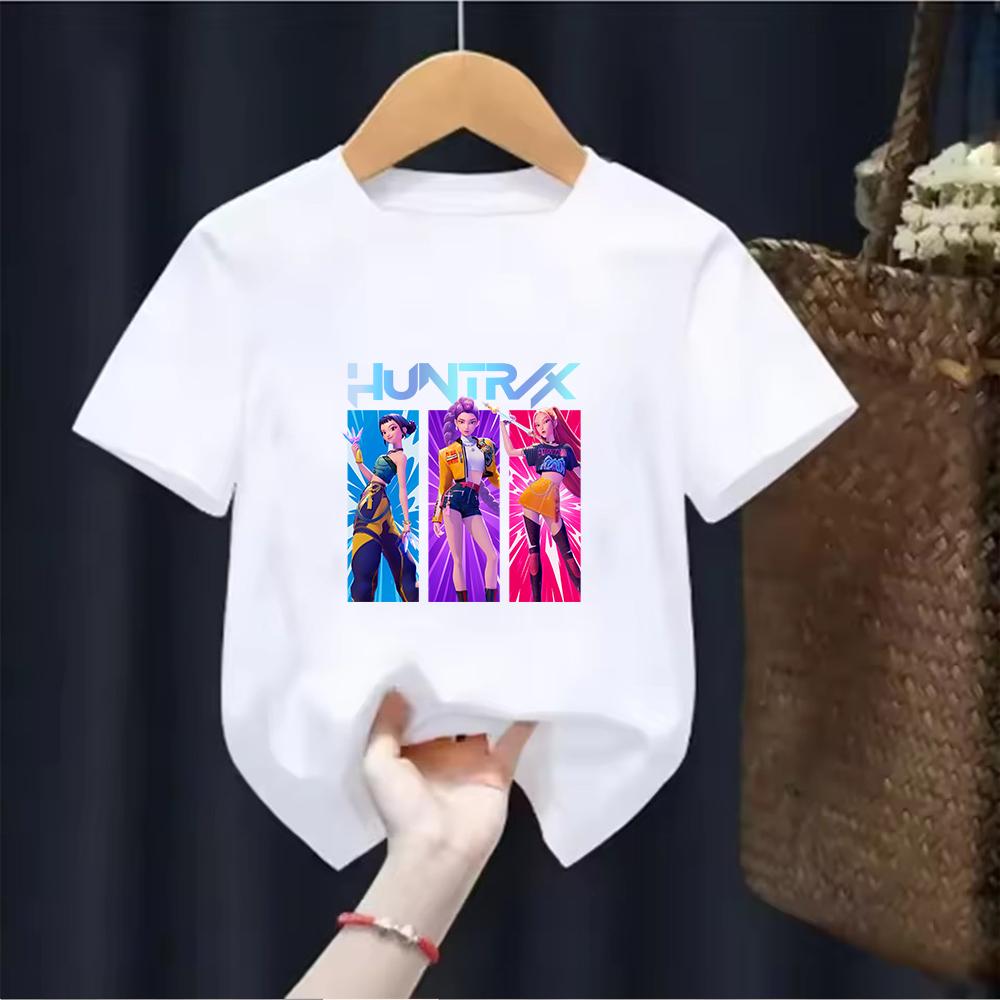 Летний Бренд Kpop Охотники на Демонов Детская Одежда Футболка с Коротким Рукавом Милая K-pop Охотники на Демонов Харадзюку Футболка для Мальчиков Девочек