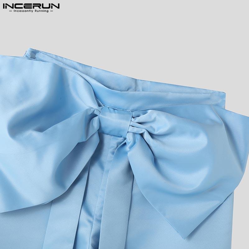 INCERUN Мужские повседневные брюки с широкими штанинами и бантом на молнии до талии