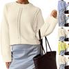 Women's Fashionable Casual Loose Lazy Style Hollow Pullover Long Sleeve Round Neck Sweater