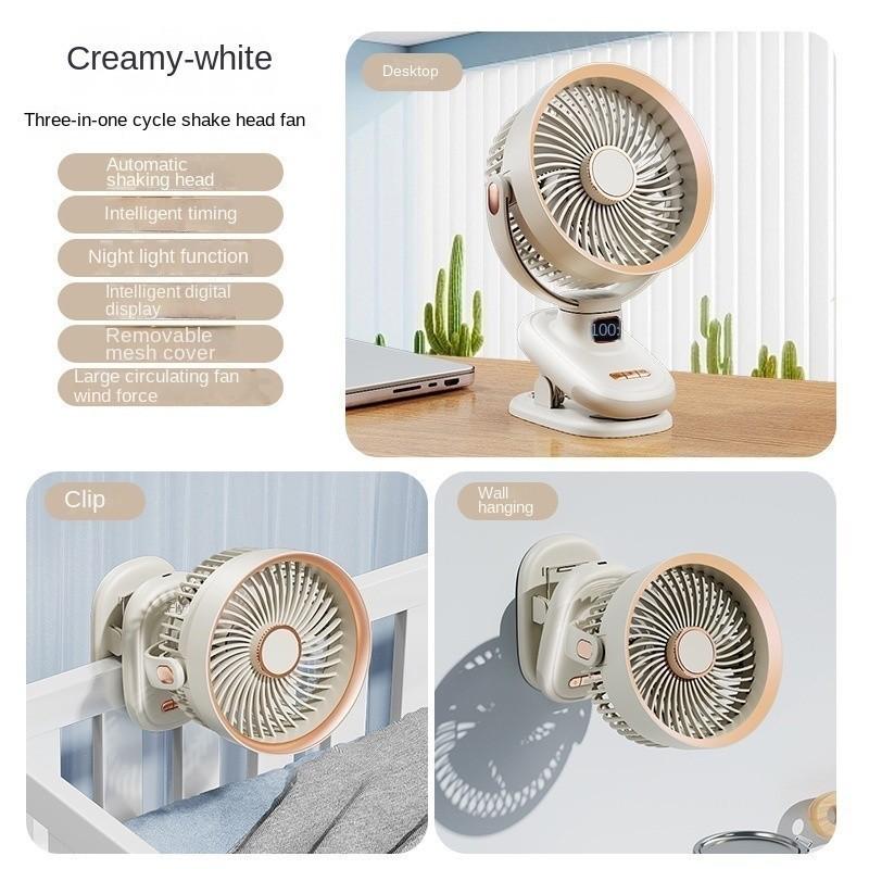 Беспроводной автоматический вращающийся вентилятор, небольшой портативный циркуляционный вентилятор, сильный ветер, аккумулятор 10000 мАч, USB с легким зажимом, вентилятор