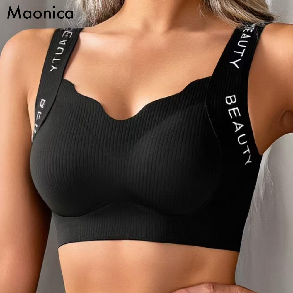 L-XXXL женское бесшовное нижнее белье с фиксированными чашками, беспроводной спортивный бюстгальтер, большой размер, присборенный жилет