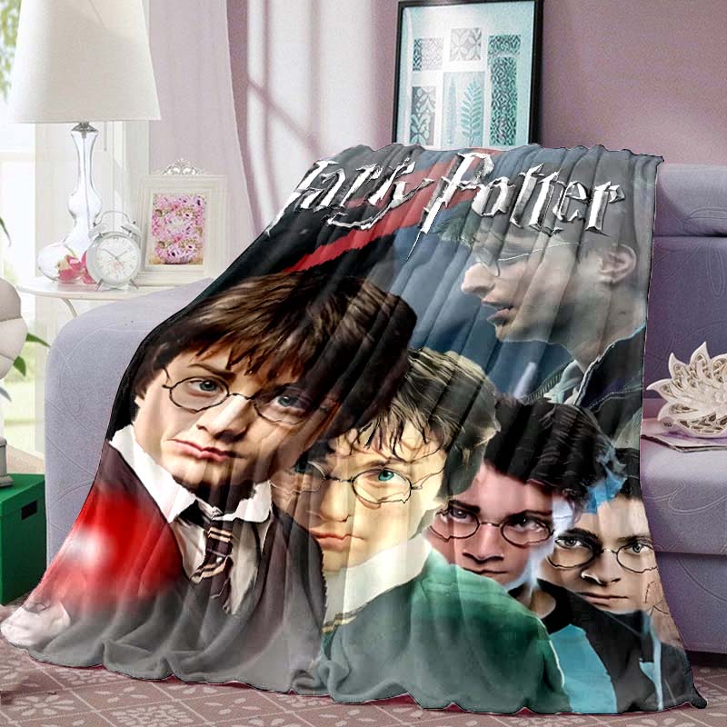 Harry Potter Print Blanket Warm Comfortable Flannel Blanket for Bedrooms, Sofas, Beds, Chairs, Picnics, Travel -LXR31