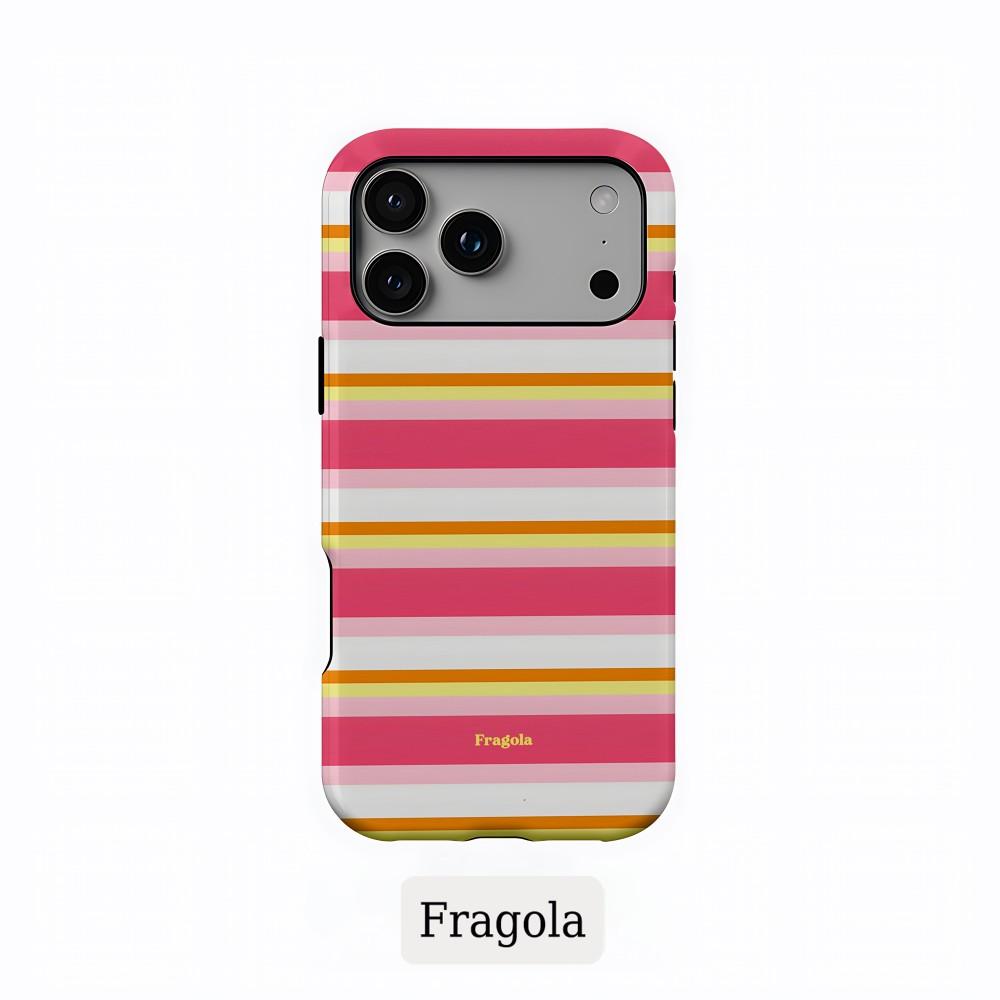 Stripe Phone Case for iPhone 17 16 15 14 13 12 11 Air Pro Max Plus Luxury Clmj Fragola Coloful Stripes Double-layer Back Cover