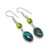 Серьги из серебра 925 пробы с натуральным медным малахитом и перидотом 1,97 дюйма f4i82