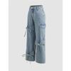Джинсы American Hot Girl Collage Bow Jeans, женские прямые брюки свободного кроя.