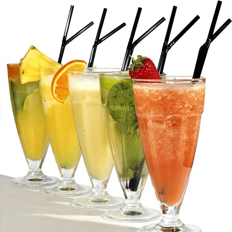 100 шт. черные пластиковые гибкие соломинки, подходящие для коктейльных вечеров, праздничных напитков на открытом воздухе и товаров для вечеринок