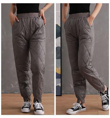 Женские хлопковые брюки с пуховым наполнителем, с высокой посадкой, больших размеров, утолщенные, свободного кроя, повседневные, теплые длинные брюки.