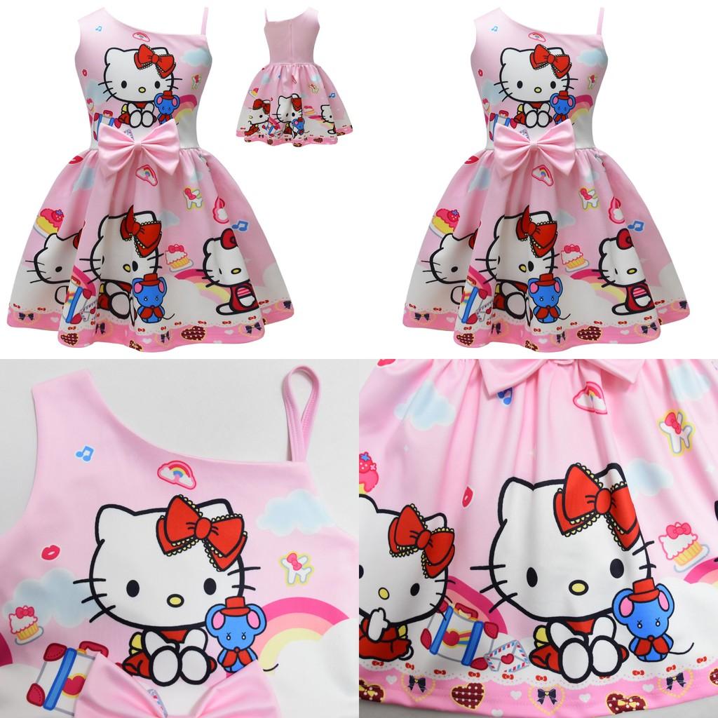 Безрукавное платье с принтом Hello Kitty и оборками для весеннего наряда