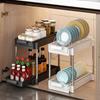 Kitchen Pull-out Dish Rack with Drawer Bowls Dishes Drainer Storage Drying Rack Tableware Holder Under Sink Cabinet Organizer