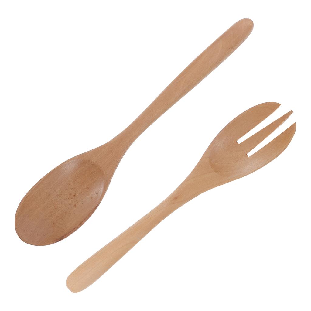 Salad Wooden Spoon Silverware Utensils Dessert Tableware and Fork Smooth Servers