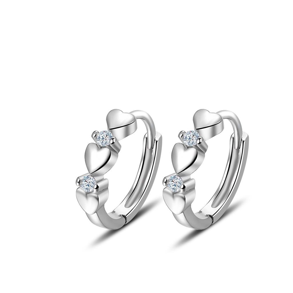 New Silver Color Temperament Heart-shaped Earrings Fashion Heart Hoop Earrings Wild Earrings ARI