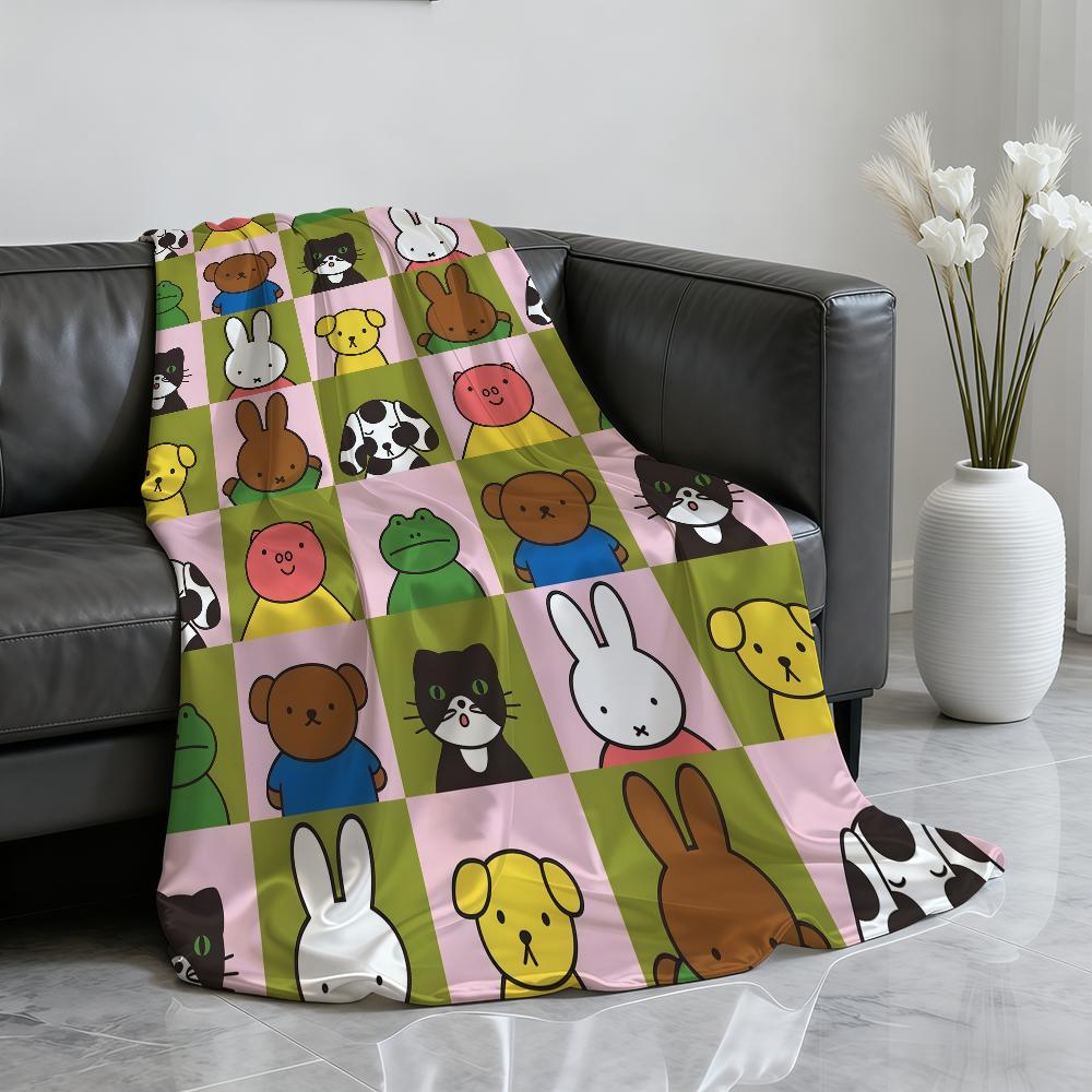 Cartoon Cute M-Miffy Blanket Soft Throw Blanket for Home Bedroom Bed Sofa Picnic Travel Office Rest Cover Blanket Gift
