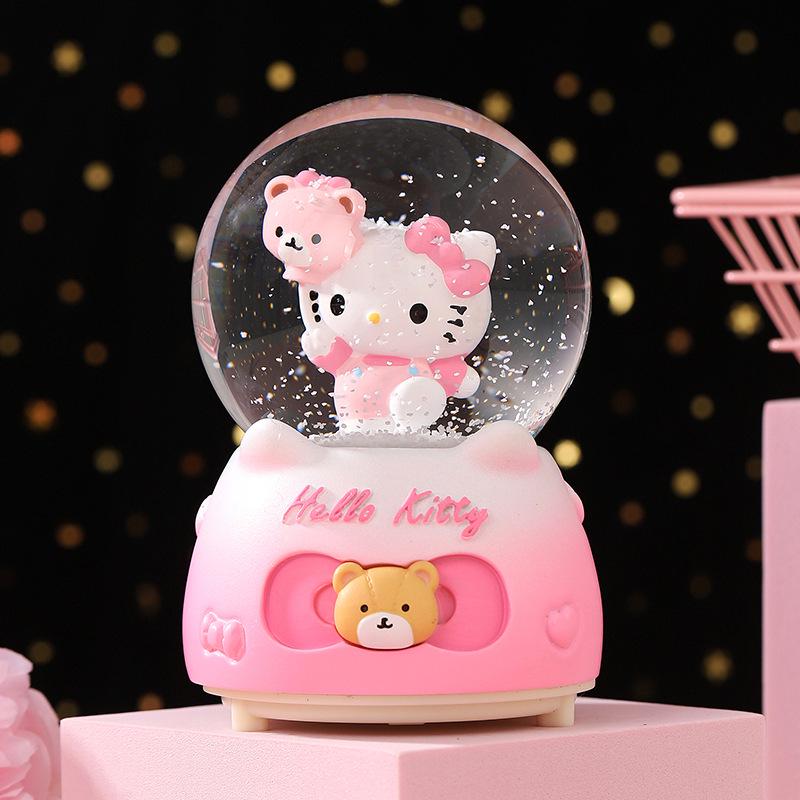 Cartoon Couple Crystal Ball Resin Snow Globe Music Box Toy
