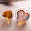 1PC 80ML Heart Love Shaped Glass Mug Double Wall Coffee Mugs Insulated Tea Milk Lemon Juice Water Cup Heat