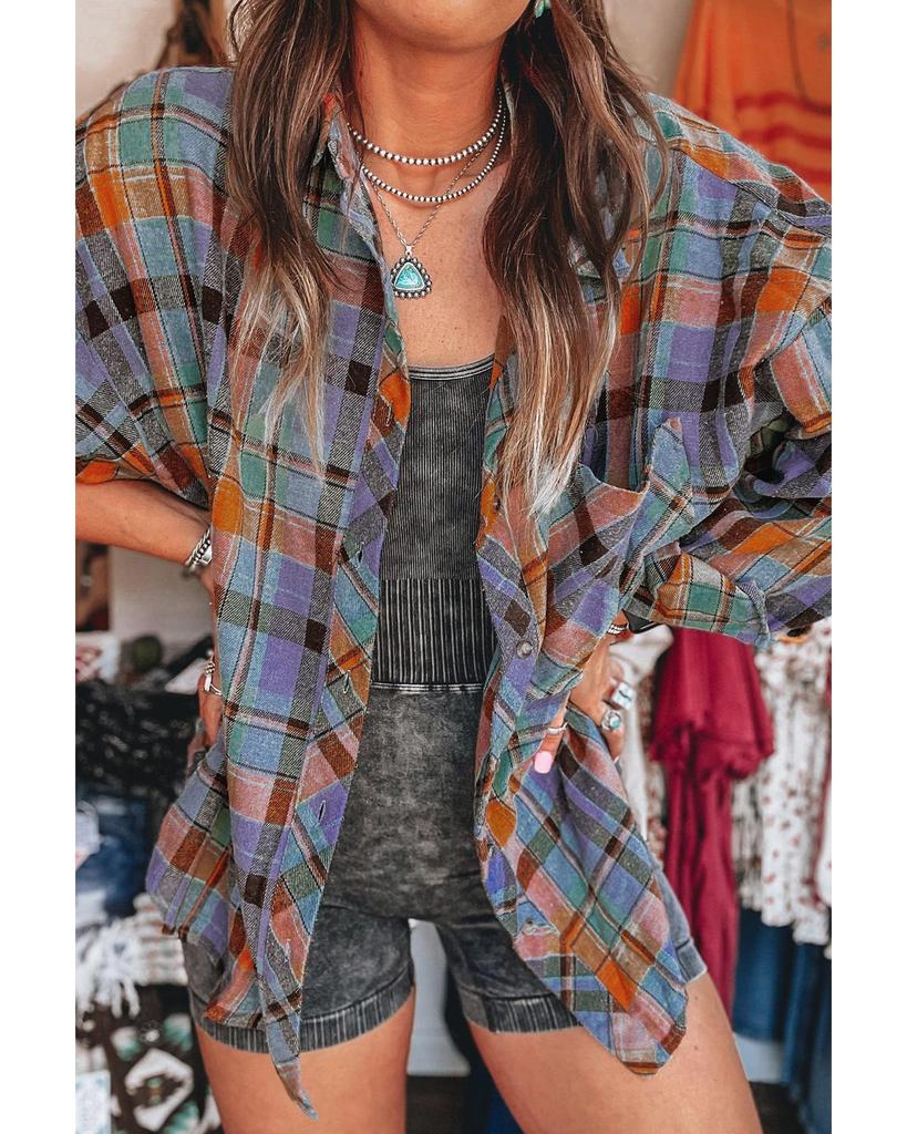 Azura Exchange Оранжевая клетчатая рубашка свободного покроя в винтажном стиле