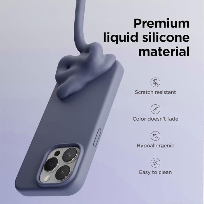 Coque de protection - BOOLING - pour iPhone 16 Pro - Silicone Liquide - Slim - Bleu Nuit