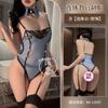 Sexy lingerie perspective open crotch female police instructor one-piece uniform lace splicing hot professional wear