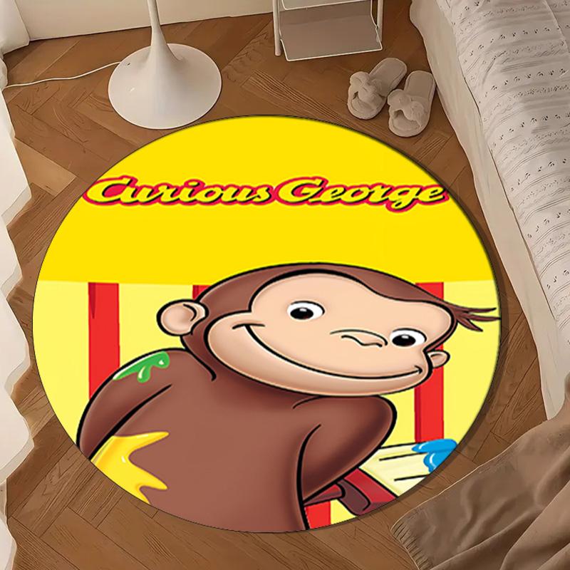 Curious George And Elephant Adventure Round mat Home Decor, Chair rug For livingroom,Bedroom, doormat home decor Birthday Gift Christmas Gifts