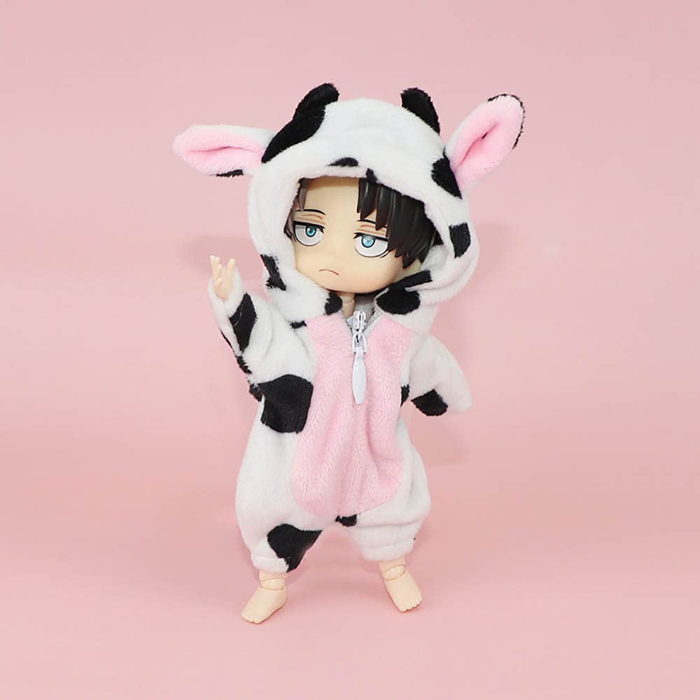 Niannyyhouse Одежда для Obitsu 11 Комбинезоны 112 Одежда для кукол BJD Одежда в виде животных Коровы Одежда для кукол Пижама Монстра Размер OB11 Наряд (белый+черный)