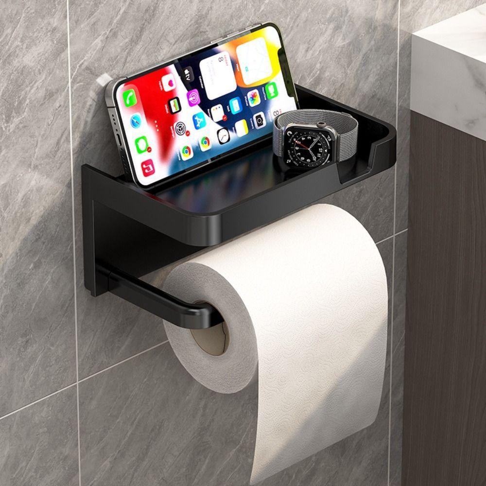 Punch-free Toilet Paper Holder Multifunctional Tissue Hanger Durable Storage Rack  Household