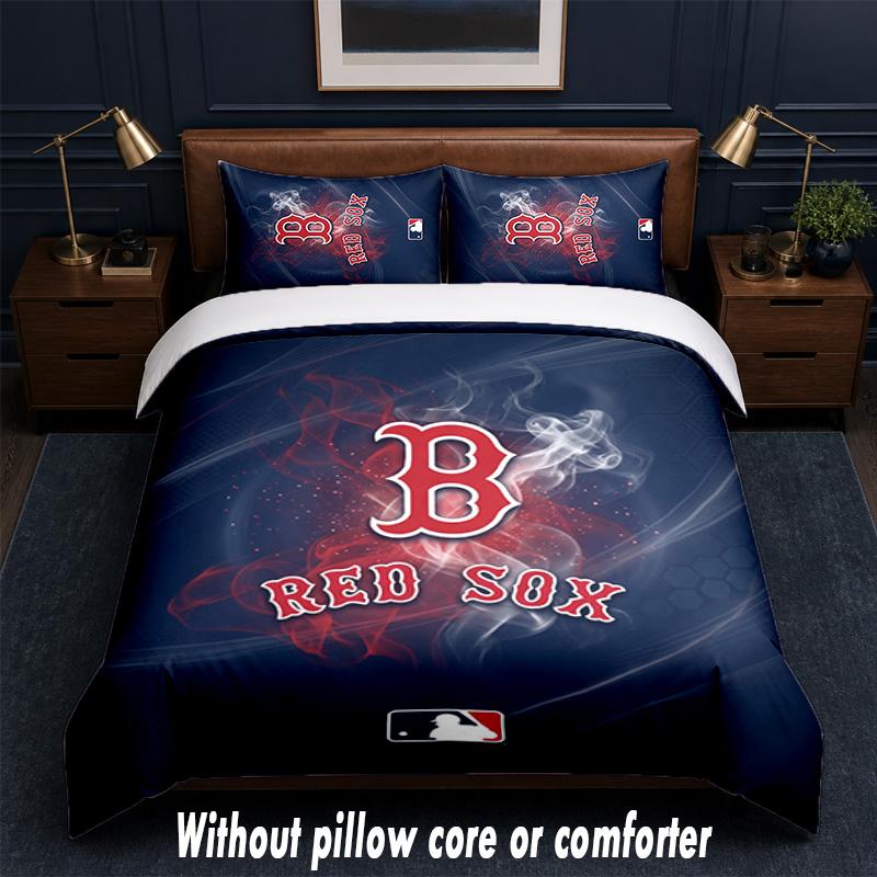 Дизайн Boston Red Sox Комплект постельного белья 1 пододеяльник + 2 наволочки Мягкое дышащее домашнее постельное белье