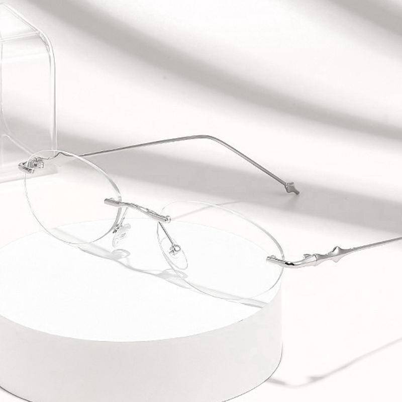 Овальные безободковые оптические очки без диоптрий для женщин, модные женские очки, блокирующие синий свет, серебристые, золотистые, аксессуар-звезда, очки