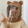 Children Hat with Soft Bear Ears Anti-Fog Lenses Fluffy Plush Windproof Detachable Lenses Cold-resistant Winter Hat