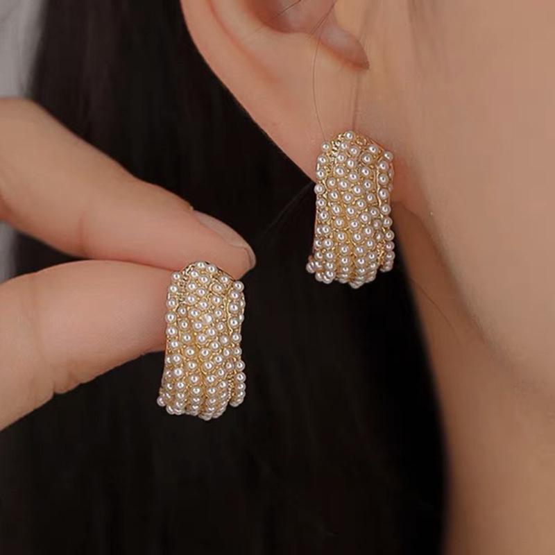 Элегантные серьги-иглы из серебра 925 пробы во французском стиле с жемчугом