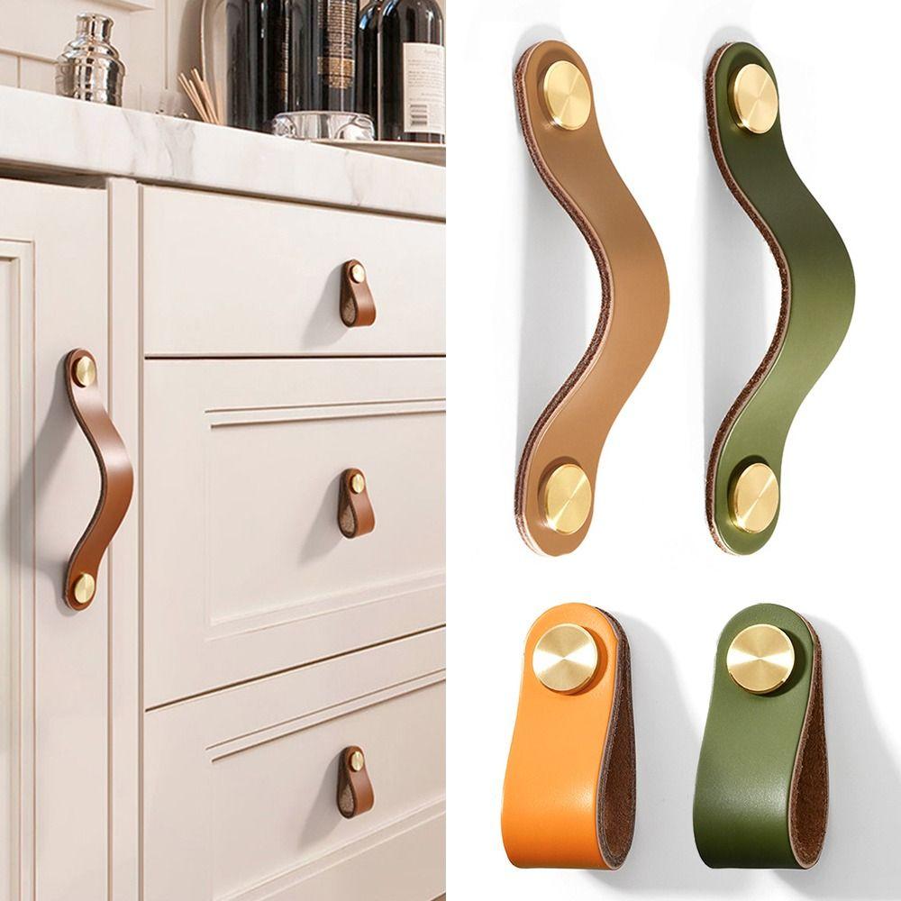 Wardrobe Eco-Friendly Leather Door Handles Cabinet Handle Drawer Pull Knobs Furniture Handle