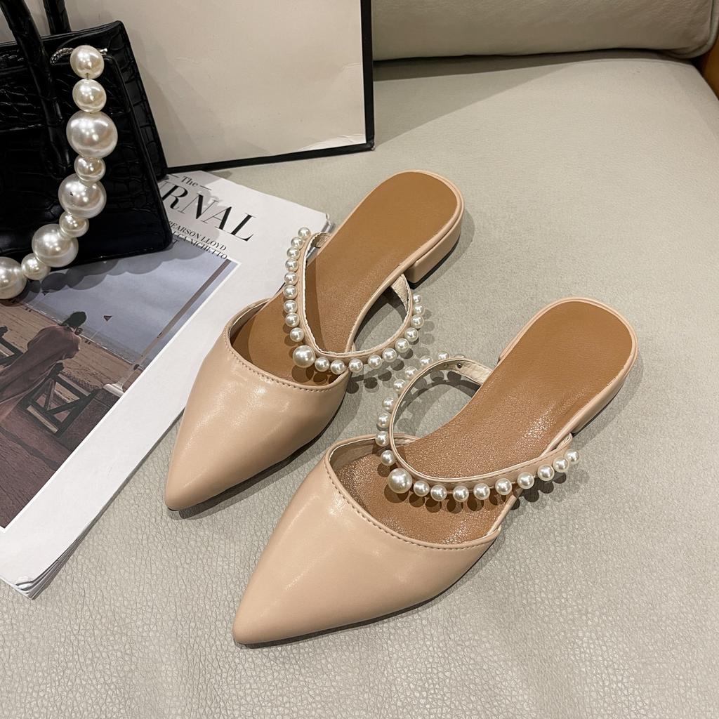 Туфли на высоком каблуке женские летние 2025 новые остроносые босоножки на толстом каблуке женские сандалии с сумкой на низком каблуке легкие универсальные тапочки