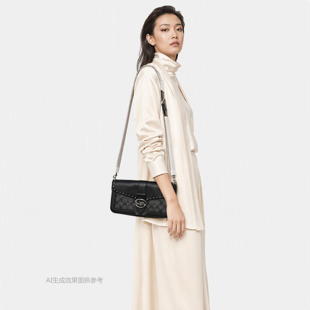 [Pre-Owned] Georgie 26 Classic Monogram Studded Carriage Logo Coated Canvas Underarm Bag Wine God Bag Crossbody Shoulder Bag Mediu - Very Good #PBX18D