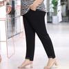 Women's Spring Plus Size Simple Stretch Casual Pants High Waist Slim Simple Nine Minute Pants