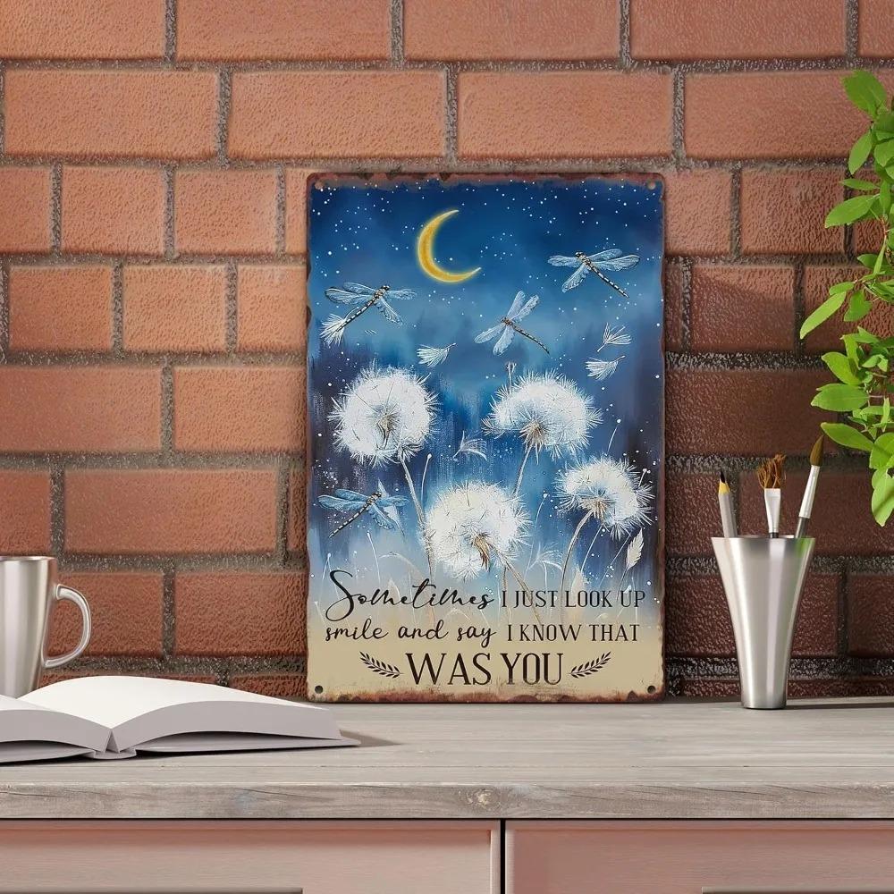 Металлическая табличка «Просто посмотри вверх, улыбнись, скажи, что я знаю, что это была ты, стрекоза, одуванчик», винтажная жестяная вывеска, настенное искусство для домашнего декора, кафе, паба