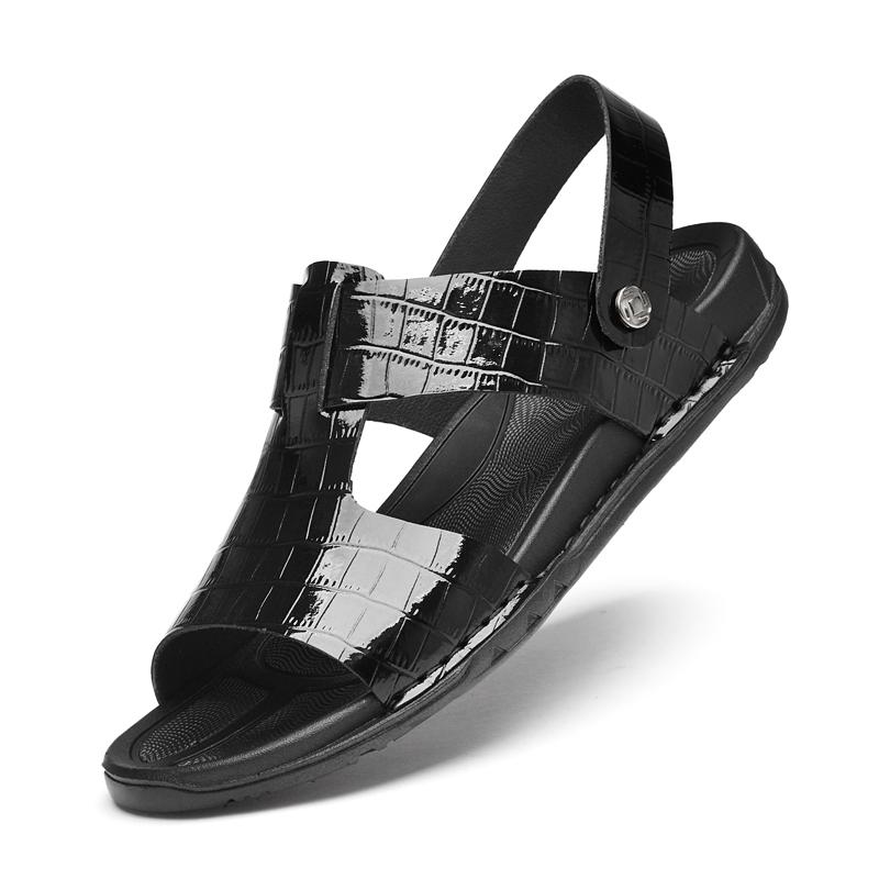 Модные мужские сандалии из натуральной кожи, летняя мужская обувь, повседневная, удобная, роскошная, полупрозрачная, крутая пляжная обувь, мужские тапочки