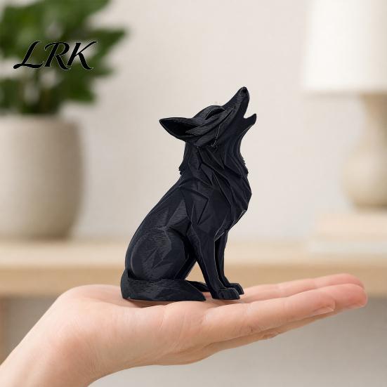 Геометрическая статуэтка Волка, Воющая статуя, Миниатюрная 3D-печатная фигурка животного, Стоящая, Сидящая, Украшение для офисного стола, Полка, Подарок для любителей