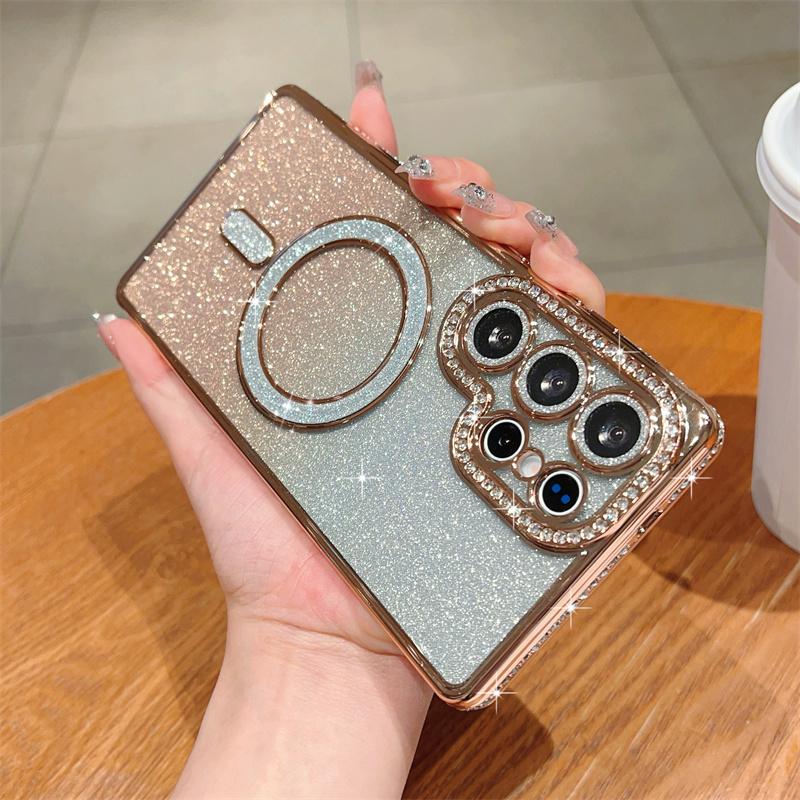 Блестящий магнитный чехол Bling Diamond для Samsung Galaxy S25 Ultra S24 FE A56 A36 A26 A16 A55 A35 A25 A15 A54, чехол для iPhone 16 15 Plus 14 13 Pro Max