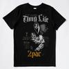 Винтажная черная мужская футболка TUPAC SHAKUR 2Pac Thug Life Рэп Хип-Хоп