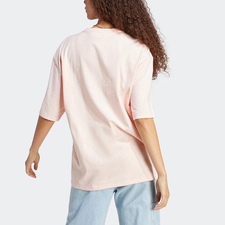 adidas Футболка Originals с коротким рукавом и графическим логотипом Trefoil свободного кроя, женская, розовая IP3752