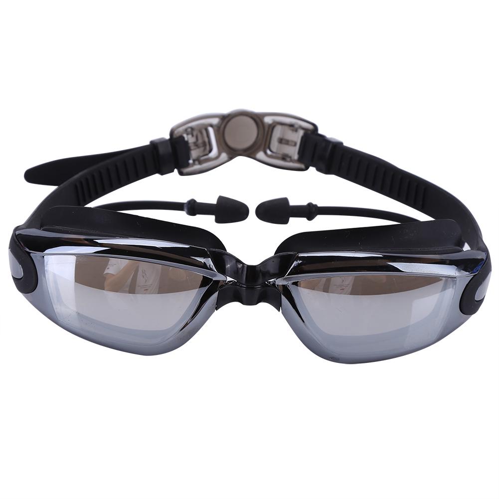 New Fashion Adjustable Waterproof Anti Fog Swimming Goggles with Ear Plugs (Black)