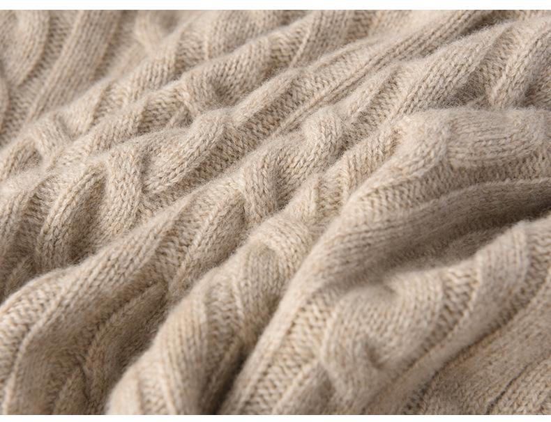 Мужской кашемировый пуловер - Осень/Зима 2022, Свободный крой, Воротник половинной высоты, Большой размер, Однотонный трикотаж