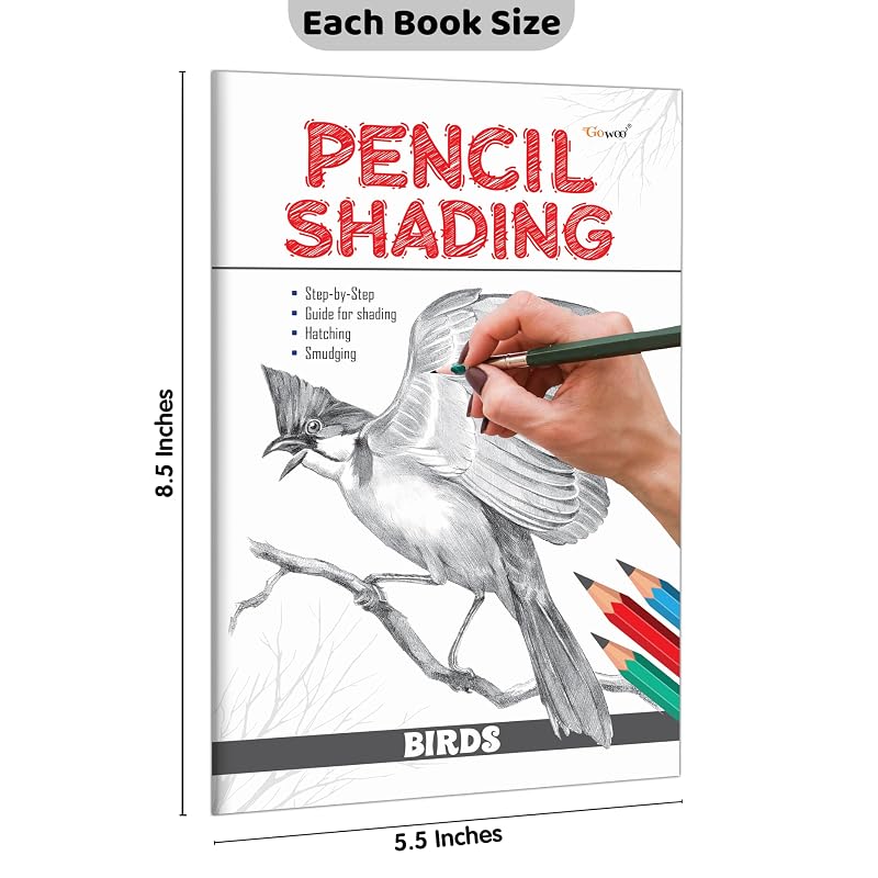 Pencil Shading Birds, Wild Animals, Nature & Still Life and Portraits : Childrens art book, Pencil Shading book for Children, Educational book for k