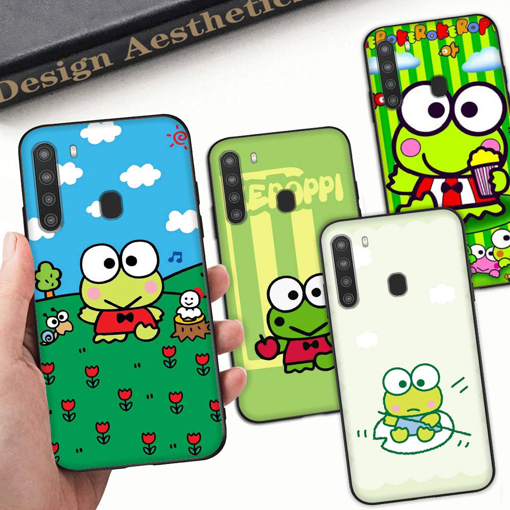 HK19 Lovely Keroppi Black Sofe Case for iPhone 16 15 Plus 14 13 Pro 8 SE XR XS Max P30 Nova 5T Y5P Y6 Y7 Y8P Y9 Realme C30 C33 C31 VIVO Y36 V27